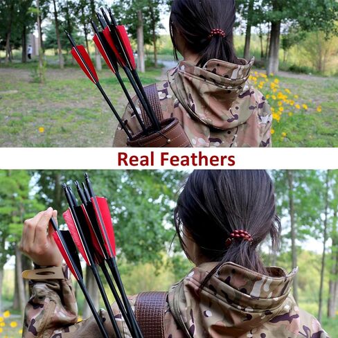 12 Pcs Archery Arrows with Feathers Removable Tips 30inch Hunting Arrows for Recurve Bow Longbow Compound Bow for Adults Targeting Practice in Saudi Arabia
