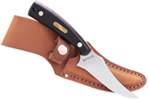 Old Timer 152OT Sharpfinger 7.1in SS سكين ذو نصل ثابت كامل مع شفرة سكينر ذات مشبك 3.3 بوصة، ومقبض منشار أسود، وغمد حزام جلدي للصيد، والتخييم، والسلخ، وEDC، وفي الهواء الطلق in Kuwait
