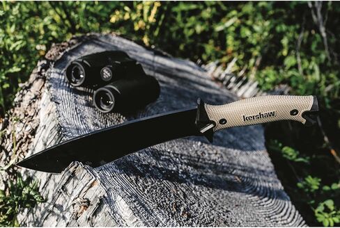 Kershaw Camp 10 Machete, Tan, 10 Inch Fixed Recurve Blade | 65Mn Carbon Tool Steel, Full-Tang Blade, Includes Sheath and Straps, Machete for Yard Work, Camping, Outdoors, Bushcraft in Saudi Arabia