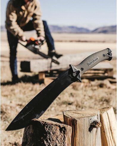 Kershaw Camp 10 Machete, Tan, 10 Inch Fixed Recurve Blade | 65Mn Carbon Tool Steel, Full-Tang Blade, Includes Sheath and Straps, Machete for Yard Work, Camping, Outdoors, Bushcraft in Saudi Arabia