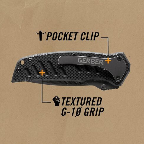 Gerber Swagger Drop Point EDC Folding Pocket Knife, Serrated Edge, Black in Saudi Arabia