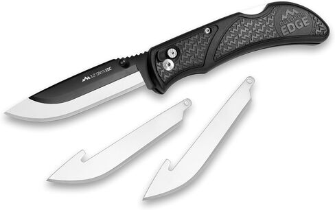 OUTDOOR EDGE Onyx EDC 3.5" Folding Pocket Knife – Replaceable Blade System with Pocket Clip and Lockback Safety for Everyday Carry - Stay Razor Sharp in the Field or on the Job, Comes with 3 Blades in Saudi Arabia