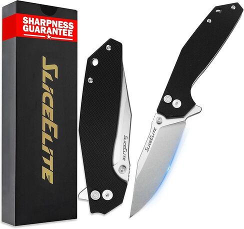 SliceElite Ghost EDC Knife 3.4 Inch D2 Steel Tanto Blade Translucent Green G10 Handle Button Lock Stainless Steel Pocket Clip Lightweight Compact Everyday Carry Knife in Saudi Arabia