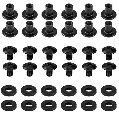 Black Chicago Screws, 12 Sets - for DIY Kydex and Leather Gun Holsters/Clips and Knife Sheaths, 1/4 Inch, Includes Phillips Truss Heads + Open Slotted Fasteners + Rubber Washers/Spacers in Saudi Arabia