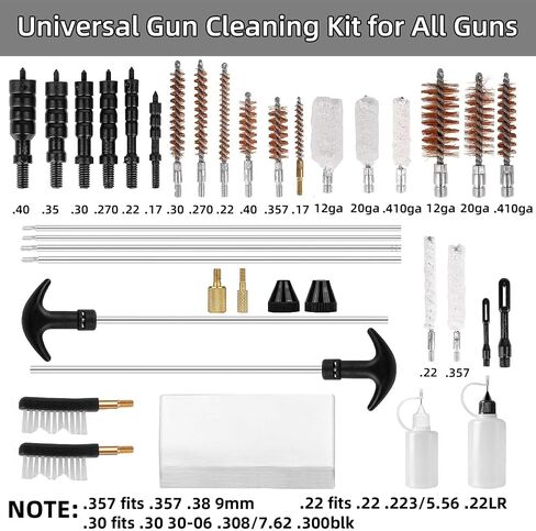 Universal Gun Cleaning Kit for Pistol, Shotgun, Rifle, Handgun, Airgun, Revolver, Cleaning Kit with Brushes, Jags, Slotted Tips, Portable Case in Saudi Arabia