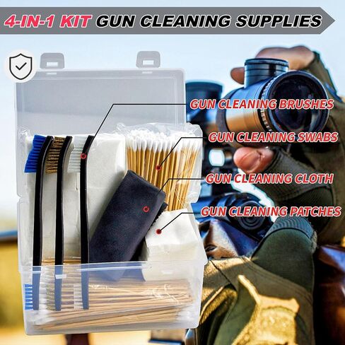 Gun Cleaning Kit in Big Box, 4-in-1 Cleaning Supplies/Gun Brushes Set | 4-in-1 Gun Cleaning Supplies Includes Brushes, Patches, Swabs, Cloth, Basic Kit for All Guns Maintenance (Select Your Set) in Saudi Arabia