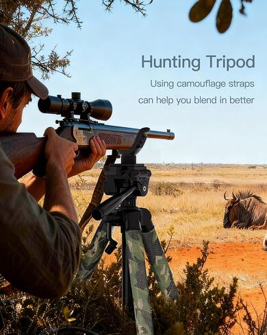 74" Adjustable Rifle Tripod Stand, Aluminum Shooting Tripod with V Yoke Gun Rest, Ground Spikes and 2 Camo Straps for Outdoor Shooting, Target Practice and Field Use in Saudi Arabia