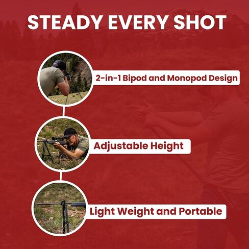 Bipod Shooting Stick for Hunting Rifles & Adjustable Bipod Shooting Rest, Sitting Shooting Sticks for Monopod & Bipod, Universal Bipod Sticks Adaptable for All Models of Rifles in Saudi Arabia