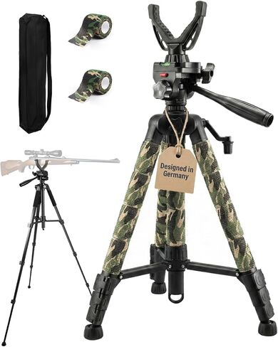 60" Rifle Shooting Tripod, Stable, 360° V-Yoke Rest,3D Pan Head for Hunting | 2.6lb, Folds to 18". 360° V-yoke, 3/8 Thread, 1/4" QR Plate. Rubber feet, Wind Hook, Sponge Grip, Carry Bag, for Crossbow in Saudi Arabia