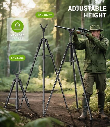 74" Hunting Rifle Tripod, V Yoke Shooting Rest with 6 Ground Spikes, 2 Camo Straps and Aluminum Frame for Hunting, Crossbow Support and Outdoor Field Shooting in Saudi Arabia