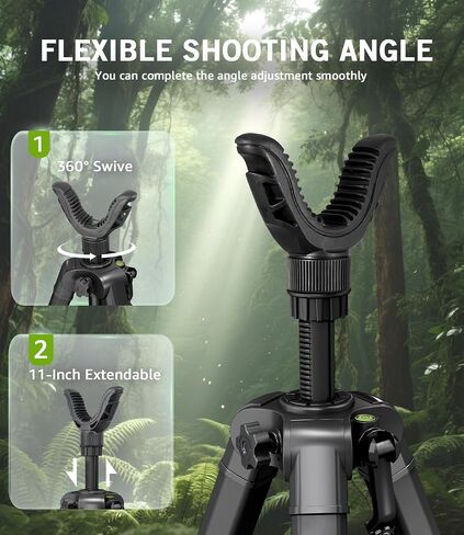 74" Hunting Rifle Tripod, V Yoke Shooting Rest with 6 Ground Spikes, 2 Camo Straps and Aluminum Frame for Hunting, Crossbow Support and Outdoor Field Shooting in Saudi Arabia