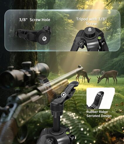 74" Hunting Rifle Tripod, V Yoke Shooting Rest with 6 Ground Spikes, 2 Camo Straps and Aluminum Frame for Hunting, Crossbow Support and Outdoor Field Shooting in Saudi Arabia
