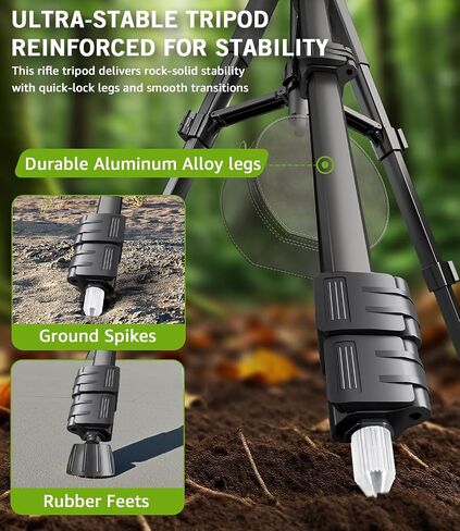 74" Hunting Rifle Tripod, V Yoke Shooting Rest with 6 Ground Spikes, 2 Camo Straps and Aluminum Frame for Hunting, Crossbow Support and Outdoor Field Shooting in Saudi Arabia