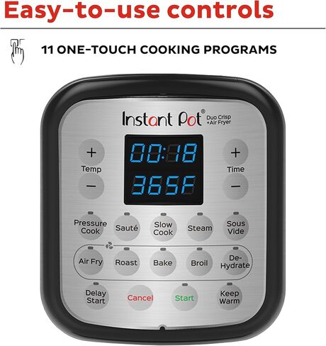 Instant Pot Duo Crisp 11-in-1 Air Fryer and Electric Pressure Cooker Combo with Multicooker Lids that Air Fries, Steams, Slow Cooks, Sautés, Dehydrates, & More, Free App With Over 800 Recipes, 6 Quart in Saudi Arabia