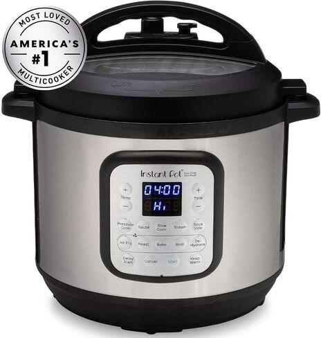 Instant Pot Duo Crisp 11-in-1 Air Fryer and Electric Pressure Cooker Combo with Multicooker Lids that Fries, Steams, Slow Cooks, Dehydrates,Free App With Over 800 Recipes, Black/Stainless Steel, 8QT in Saudi Arabia
