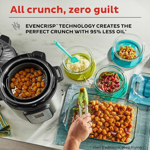 Instant Pot Duo Crisp 11-in-1 Air Fryer and Electric Pressure Cooker Combo with Multicooker Lids that Fries, Steams, Slow Cooks, Dehydrates,Free App With Over 800 Recipes, Black/Stainless Steel, 8QT in Saudi Arabia