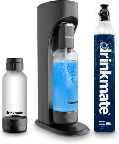 Drinkmate OmniFizz Sparkling Water Maker & Soda Streaming Machine | Carbonates Any Drink | SPECIAL BUNDLE | Includes 60L CO2 Cartridge + Two BPA-Free Bottles (Classic White) in Saudi Arabia