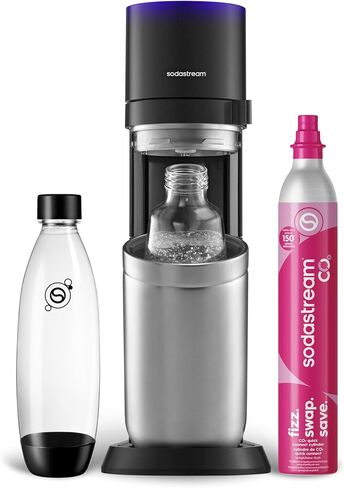 SodaStream E-Duo Sparkling Water Maker (Black) with 60L CO2, 1 BPA- Free Carbonating Bottle and (1)1L Glass Bottle in Kuwait