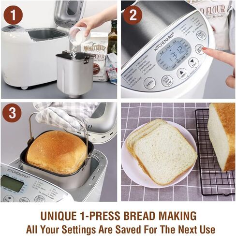 KITCHENARM 19-in-1 HANDY Bread Machine with Homemade Cycle and Gluten Free Setting - Beginner Friendly 2LB 1.5LB 1LB White Bread Maker Machine with Recipes and Delay Timer in Saudi Arabia