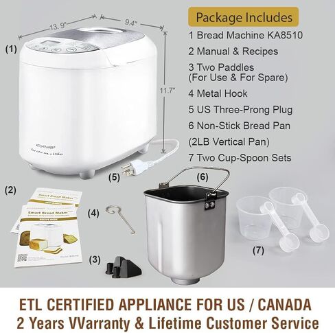 KITCHENARM 19-in-1 HANDY Bread Machine with Homemade Cycle and Gluten Free Setting - Beginner Friendly 2LB 1.5LB 1LB White Bread Maker Machine with Recipes and Delay Timer in Saudi Arabia