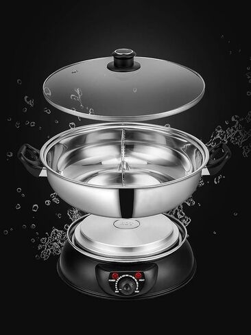 Sonya 5.1L Electric Dual-Sided Shabu Shabu Hot Pot, Stainless Steel Hotpot | Detachable Stainless-Steel Pot and Dishwasher Safe; Adjustable Temperature; Ideal for Family Dinners and Hot Pot Parties. in Kuwait