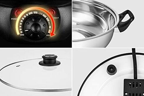 Sonya 5.1L Electric Dual-Sided Shabu Shabu Hot Pot, Stainless Steel Hotpot | Detachable Stainless-Steel Pot and Dishwasher Safe; Adjustable Temperature; Ideal for Family Dinners and Hot Pot Parties. in Kuwait
