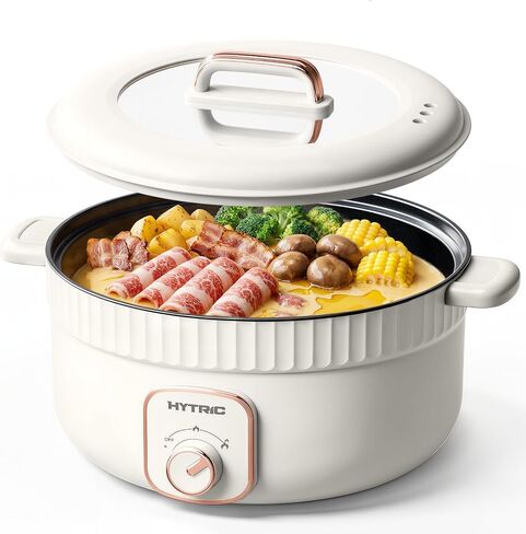 HYTRIC 4.5L Electric Pot, 1200W Non-Stick Hot Pot Electric with Dual Power | Fast Heating, Electric Hot Pot for Pasta & Steak, Overheat & Boil-Dry Protection, Perfect for Family, Dorm, Easy to Clean in Saudi Arabia