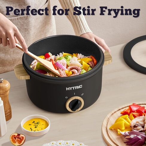 HYTRIC Electric Pot, 2.5L Portable Electric Hot Pot with Dual Power, Black | Non-Stick Pot, Multi-Functional for Stir Fry, Steak, Noodles, Ramen Cooker for Dorm & Office, Overheat & Boil-Dry Protection in Saudi Arabia