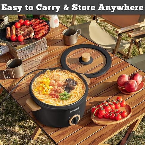 HYTRIC Electric Pot, 2.5L Portable Electric Hot Pot with Dual Power, Black | Non-Stick Pot, Multi-Functional for Stir Fry, Steak, Noodles, Ramen Cooker for Dorm & Office, Overheat & Boil-Dry Protection in Saudi Arabia