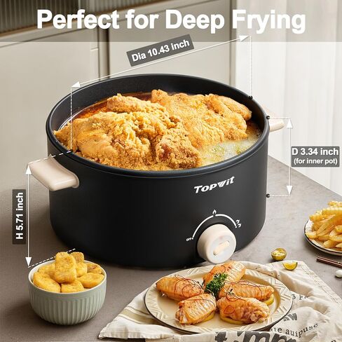 TOPWIT 4L Electric Pot, Non-Stick Hot Pot Electric with Dual Power | Multi-Functional Shabu Shabu Pot For Deep Frying, Steak, Large Capacity For Family Gatherings & Parties, Easy to Clean, Black in Saudi Arabia