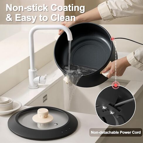 TOPWIT 4L Electric Pot, Non-Stick Hot Pot Electric with Dual Power | Multi-Functional Shabu Shabu Pot For Deep Frying, Steak, Large Capacity For Family Gatherings & Parties, Easy to Clean, Black in Saudi Arabia