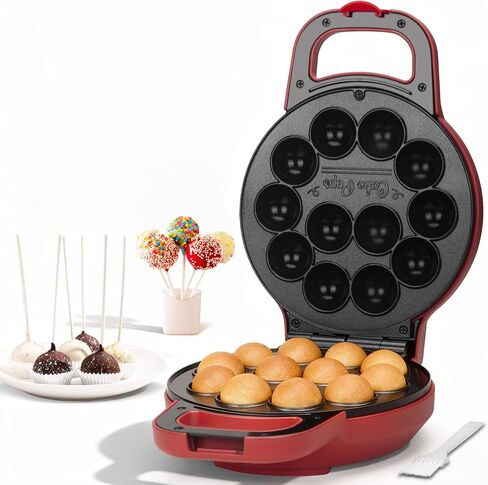 SugarWhisk Flip Cake Pop Maker Machine with Ceramic Coating, Make 12 x 1.4 Inch Cake Pops, Cake Pop Kit for Kids, Cake Pop Supplies, Snack Machine, Recipe & Brushed Included, Red in Saudi Arabia