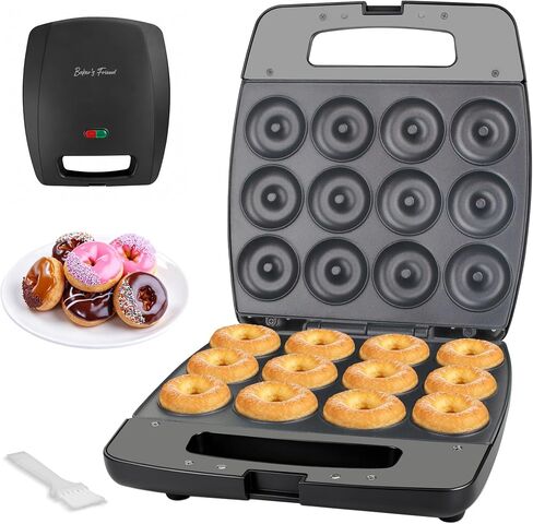 Baker's Friend Mini Donut Maker Machine, Bake 12 Mini Doughnuts, Maquina Para Hacer Donas, Perfect for Breakfast, Snacks, Desserts & More in Saudi Arabia