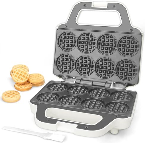 SugarWhisk 24 Slots Mini Pancakes Maker, Poffertjes Maker Pan, Thin Ebelskiver Aebleskiver Pan, Electric Pancakes Maker, Dutch Pancake Machine, Browning Controllable, with Brush & Forks, White in Saudi Arabia