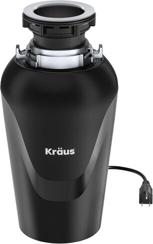 KRAUS WasteGuard 3/4 HP Ultra-Quiet Garbage Disposal with Quick Connect, Kitchen Sink Drain Cover, Power Cord and Flange Included, KWD100-75MBL in Kuwait