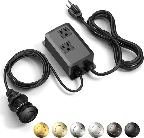 Garbage Disposal Air Switch Kit -Professional- Dual Outlet, Sink Top Waste Disposer On/Off, Garbage Disposal Button, Brass Made Cover, UL Listed in Kuwait