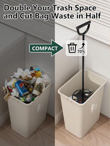 Trash Compactor for Kitchen All-Metal Manual Garbage Compressor, Extra Long | 28.7'' Freestanding Tamper Press Tool with Large Surface Area, No Electric Touchless Smasher Waste for Home and Outdoor Bin in Saudi Arabia