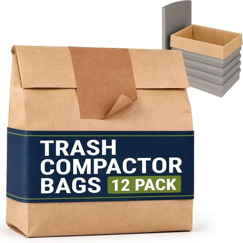 Paper Trash Compactor Bags, 24 Pack, Fits 15-inch Compactors | Adhesive Closure Seals, 25% Thicker Kraft Paper, Leak-Resistant PE Liner in Saudi Arabia