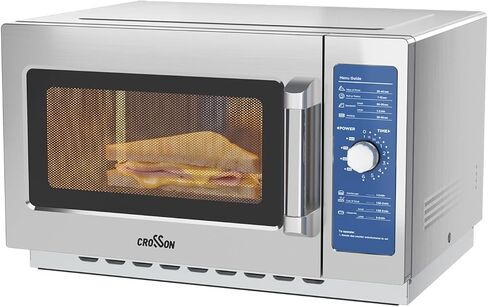 CROSSON Commercial Microwave Oven Countertop with Dial Controls,1.2Cu Ft,Stainless Steel,7 Cooking Presets,1000w with 5 Power Levels,Easy to Use and Clean for Restaurants|Office|Home Kitchen in Saudi Arabia