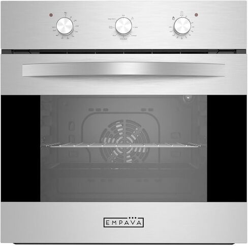 Empava 24" 2.3 cu ft Single Electric Convection Wall Oven, Stainless Steel | 6 Cooking Functions, Convection Cooking, Mechanical Knob Controls, Low-E Tempered Glass, 2-Year US Warranty in Saudi Arabia