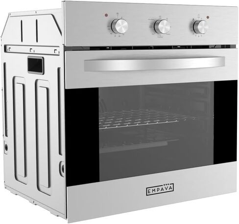 Empava 24" 2.3 cu ft Single Electric Convection Wall Oven, Stainless Steel | 6 Cooking Functions, Convection Cooking, Mechanical Knob Controls, Low-E Tempered Glass, 2-Year US Warranty in Saudi Arabia