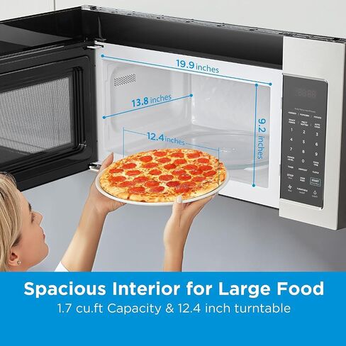 Midea Over the Range Microwave Oven, 1.7 Cu.Ft, 1000W, Stainless Steel | Smart Touch Panel, 18 Auto Cook Menus, 300 CFM Ventilation, 10 Power Levels in Saudi Arabia
