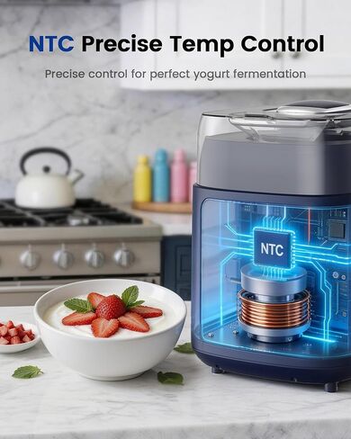4-in-1 Compressor Ice Cream Maker (1.0Qt), No Pre-Freezing, Automatic Yogurt Maker, Gelato Sorbet Frozen Yogurt Soft Serve Machine, Compact Vertical Design for Home Kitchen(Blue) in Saudi Arabia