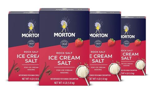 Morton Ice Cream Salt, Rock Salt for Ice Cream Maker, 4 Pounds, Pack of 4 | For icecream maker machine, sprinkle over ice to cool cans or bottles quicker, salt crystals, ice cream salt rock in Saudi Arabia