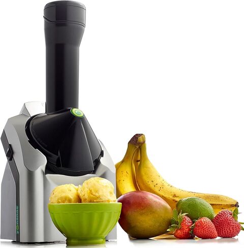 Yonanas Classic Frozen Fruit Soft Serve Maker for Healthy Vegan and Dairy-Free Treats, 200W Silver Machine with 36 Recipes, BPA Free, Easy to Clean, Quick and Simple to Use in Saudi Arabia