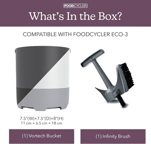 FoodCycler Eco 3 Home Food Processor and Recycler with Extra Bucket & Brush Pack – Efficient Electric Food Waste Disposer System for Home Use – 3L Bucket Capacity – Black in Kuwait