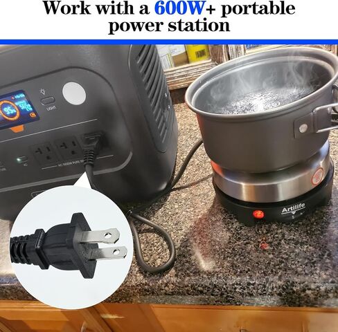 Artilife 500W Mini Electric Hot Plate - Moka Pot Special, 110V Compact RV Camping Stove, 4" Cast Iron Burner for Coffee, Low Wattage Portable (Silver) in Kuwait