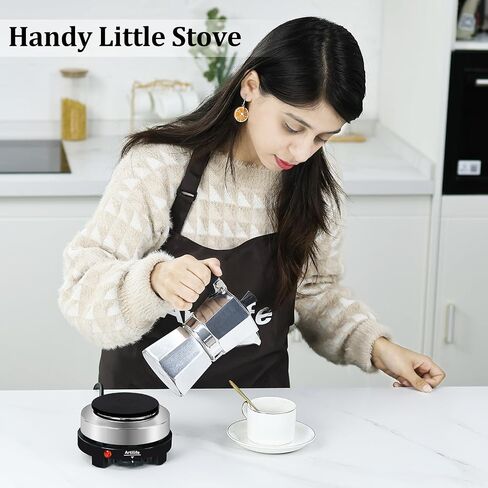 Artilife 500W Mini Electric Hot Plate - Moka Pot Special, 110V Compact RV Camping Stove, 4" Cast Iron Burner for Coffee, Low Wattage Portable (Silver) in Kuwait