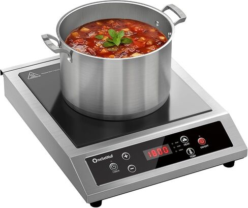 Stainless Steel Induction Cooktop, Professional-Grade Portable Burner 1800W | Precise Temperature Control, 10-Hour Timer, Powerful Countertop Hot Plate for Home, Camping & RV in Saudi Arabia