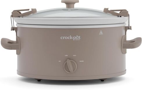 Crock-Pot Cook N Carry Oval Manual Portable Slow Cooker, Silver, 6-Quart | Travel-Proof Locking Lid, Serves 7+, High/Low/Warm Settings, Removable Dishwasher-Safe Stoneware, for Potlucks & Tailgating in Saudi Arabia